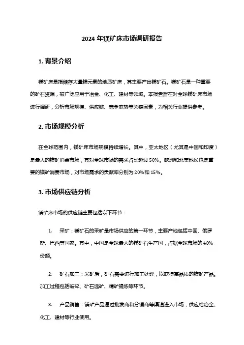 2024年镁矿床市场调研报告