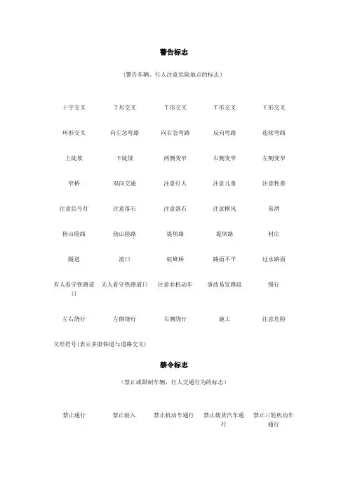交通标志大全