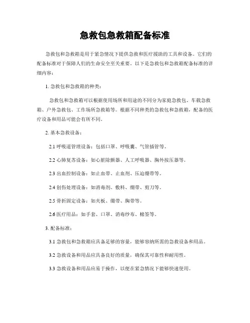 急救包急救箱配备标准