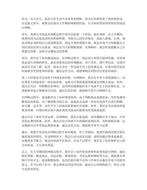 大学生网购个人工作总结