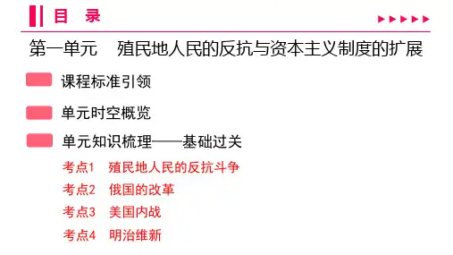 2023年中考历史总复习第一部分教材梳理九年级下册第一单元殖民地人民的反抗与资本主义制度的扩展