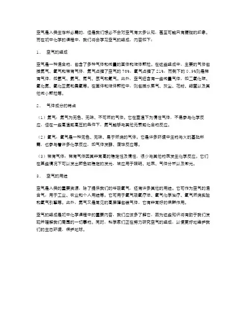 空气的组成初中化学教案