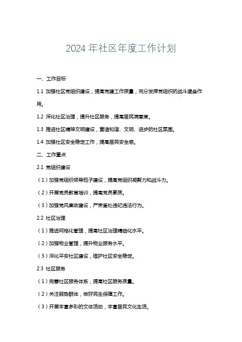 2024年社区年度工作计划