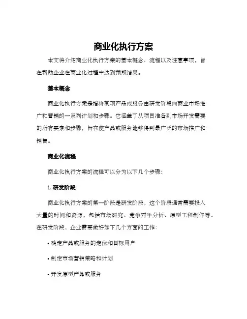 商业化执行方案