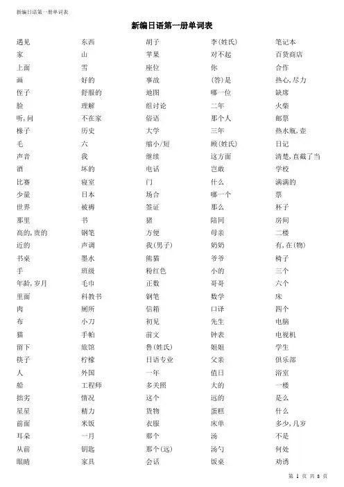 新しい日本语1の単语汇总