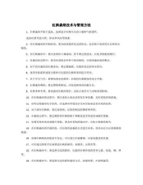 红枫栽培技术与管理方法