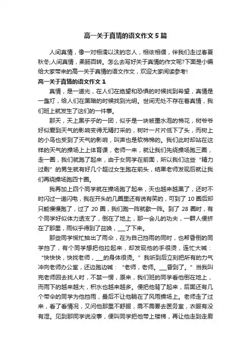 高一关于真情的语文作文5篇