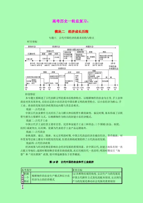2022高考历史一轮总复习第19讲古代中国的农业和手工业经济学案含解析人民版