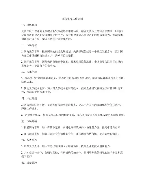 光伏年度工作计划