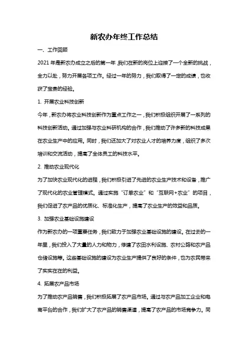 新农办年终工作总结