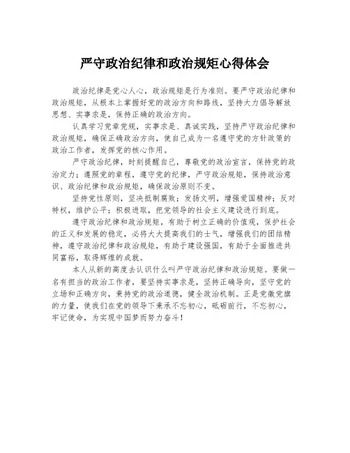 严守政治纪律和政治规矩心得体会