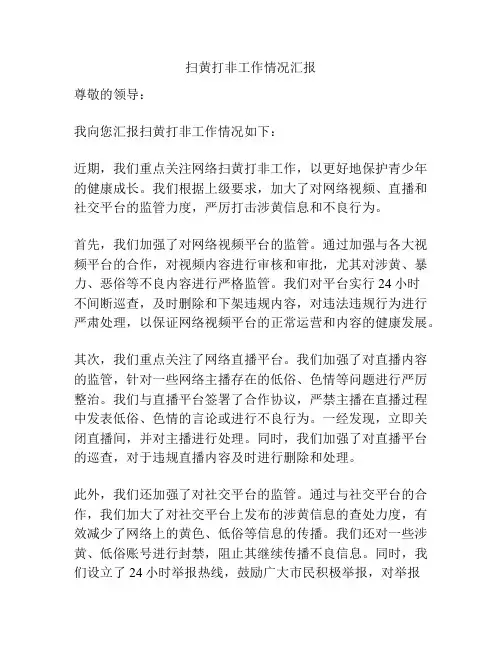 扫黄打非工作情况汇报