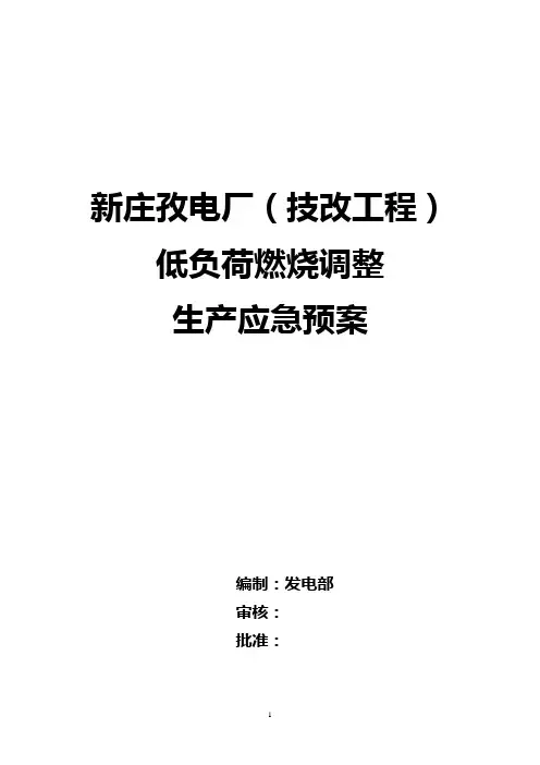 2号炉低负荷燃烧调整方案