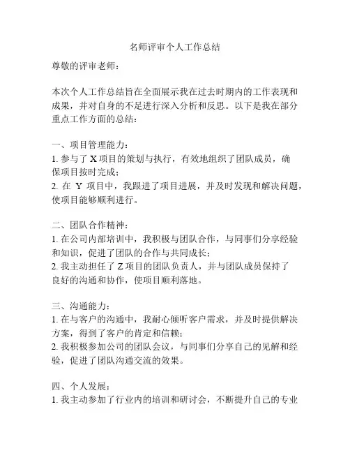 名师评审个人工作总结