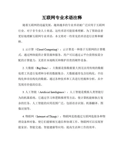 互联网专业术语注释