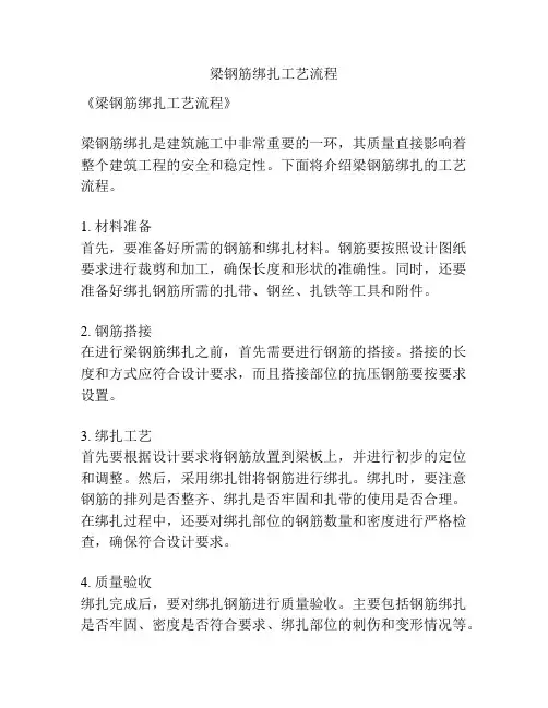 梁钢筋绑扎工艺流程