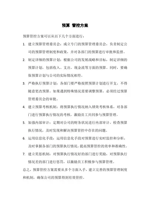 预算 管控方案
