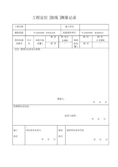 工程定位放线记录