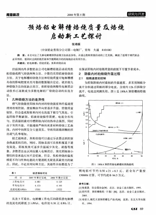 预焙铝电解槽焙烧质量及焙烧启动新工艺探讨