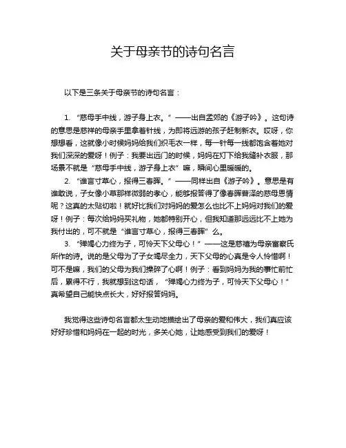关于母亲节的诗句名言