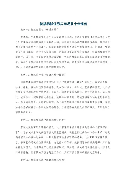智慧蓉城优秀应用场景十佳案例