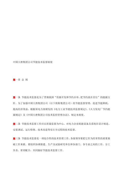中国大唐集团公司节能技术监督制度