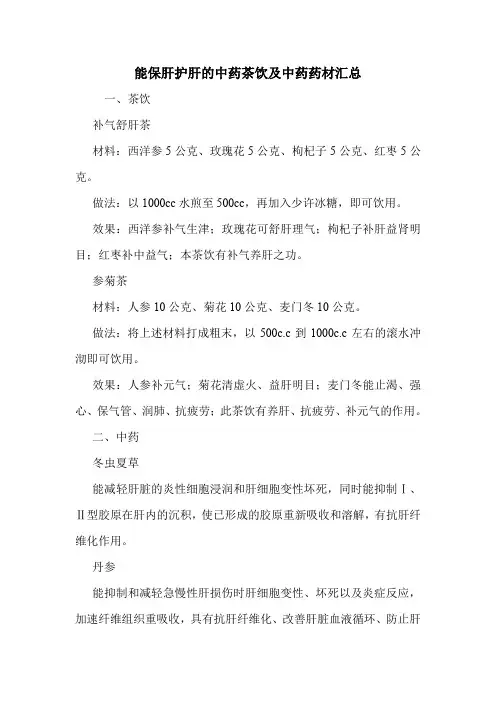 能保肝护肝的中药茶饮及中药药材汇总