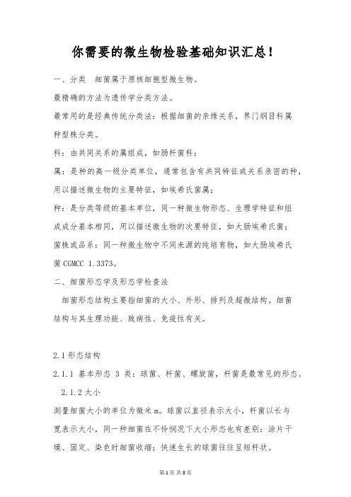 微生物检验基础知识汇总!