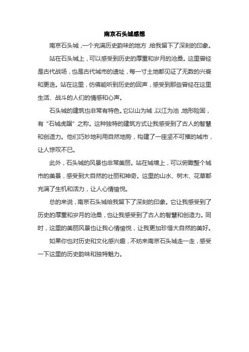 南京石头城感想