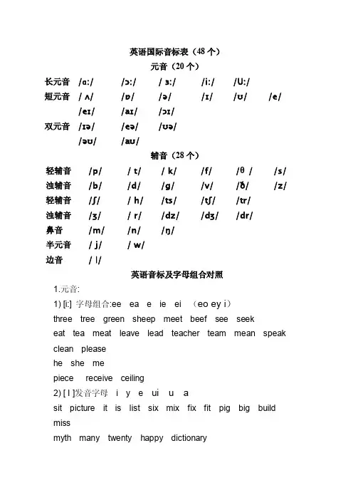 英语国际音标表（含字母组合）