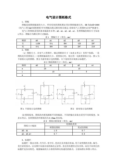 电气设计图纸格式