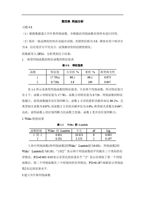 判别分析法实例