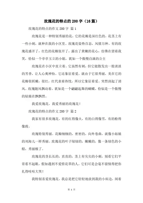 玫瑰花的特点的200字(16篇)