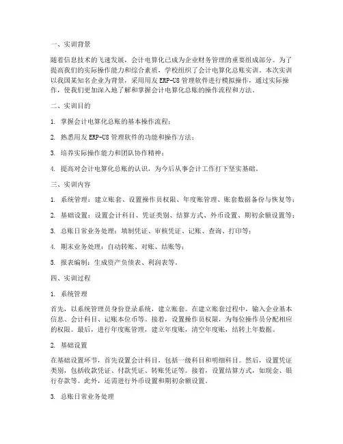 会计电算化总账实训报告