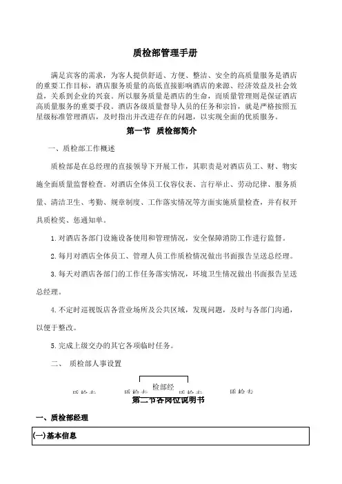 龙鑫国际大酒店质检部管理手册