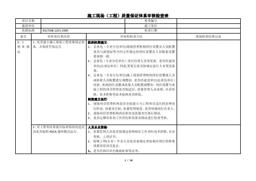 施工现场(工程)质量保证体系审核检查表