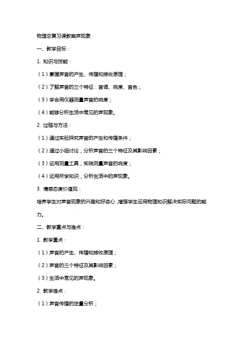 物理总复习课教案声现象