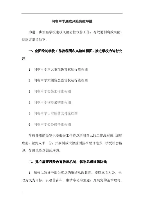 廉政风险风控措施及流程图