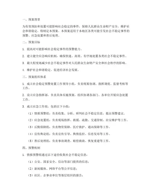 维护社会稳定预警处置预案