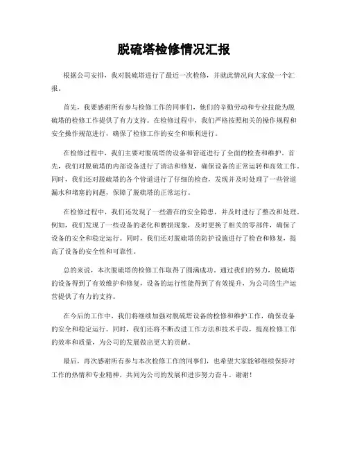 脱硫塔检修情况汇报