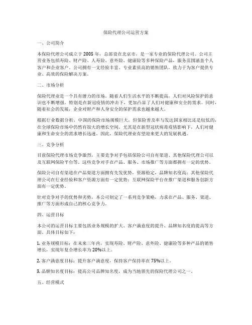 保险代理公司运营方案