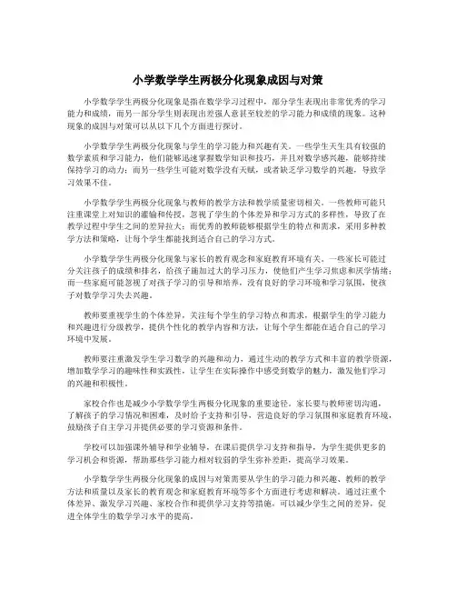 小学数学学生两极分化现象成因与对策