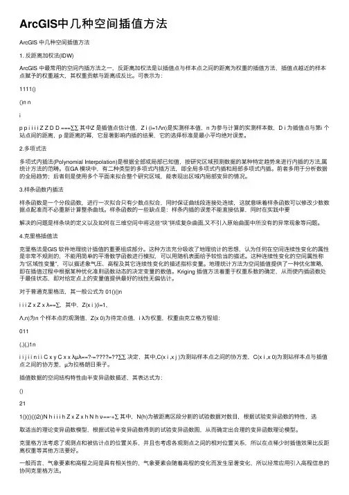 ArcGIS中几种空间插值方法