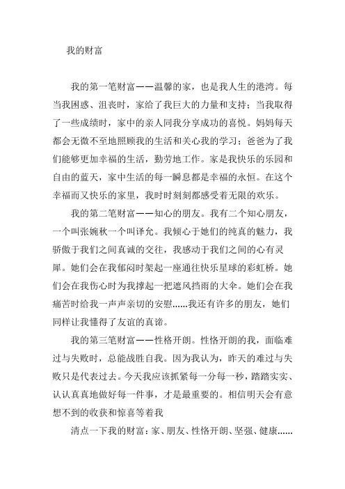 我的财富作文500字