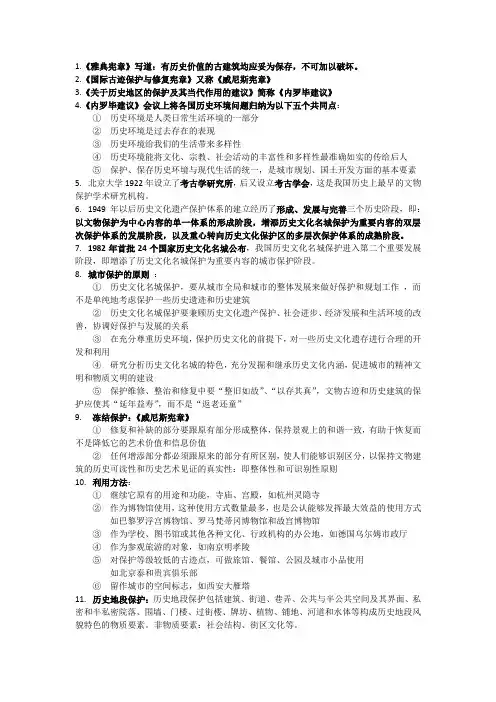 城市历史文化遗产保护重点