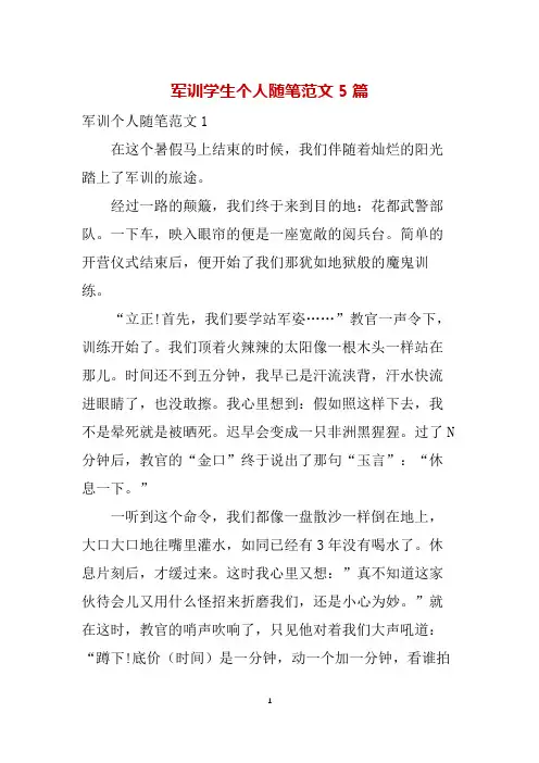 军训学生个人随笔范文5篇
