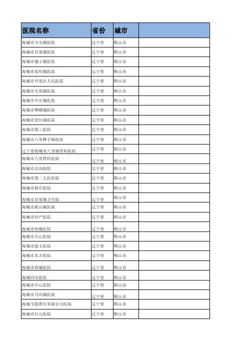 辽宁省所有医院明细