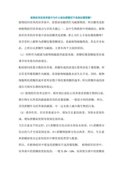 植物组培的培养基中为什么添加蔗糖