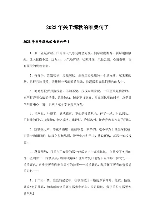 2023年关于深秋的唯美句子