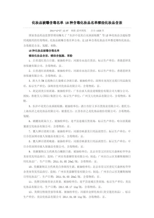 化妆品被曝含毒名单 18种含毒化妆品名单哪些化妆品含汞